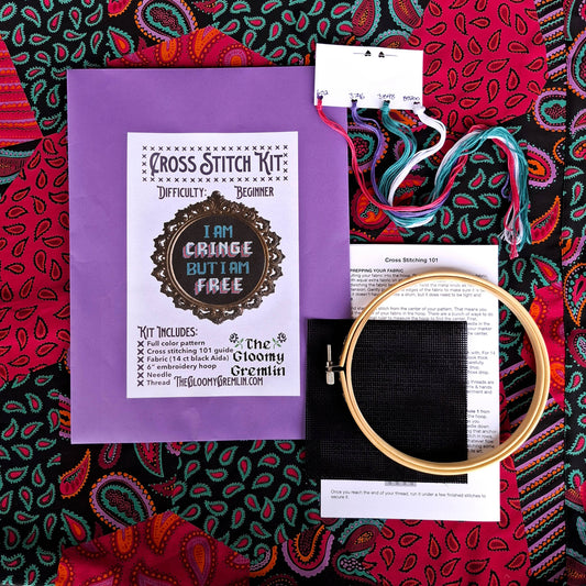 Cringe But Free - Cross Stitch Kit: Black Envelope