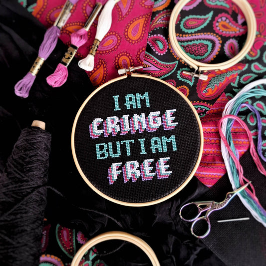 Cringe But Free -  Cross Stitch Kit: Black Envelope