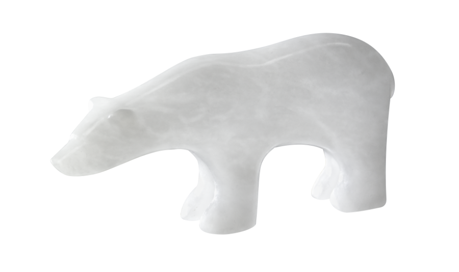 A white polar bear carved from alabaster.