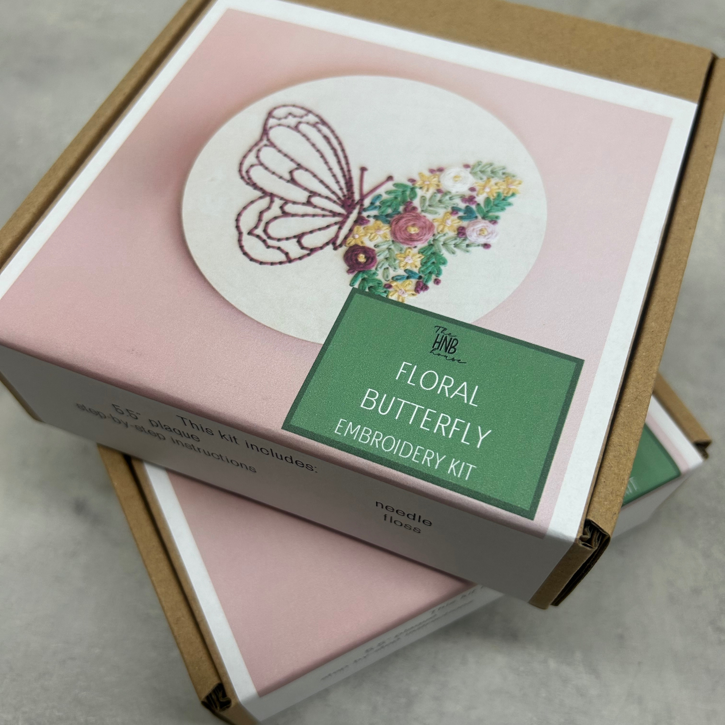 Floral Butterfly Embroidery Kit – Decorative DIY Craft: Boxed