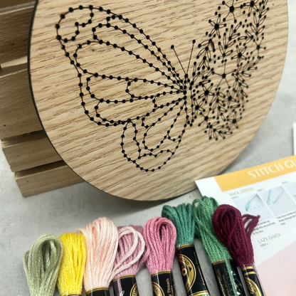 Floral Butterfly Embroidery Kit – Decorative DIY Craft: Boxed