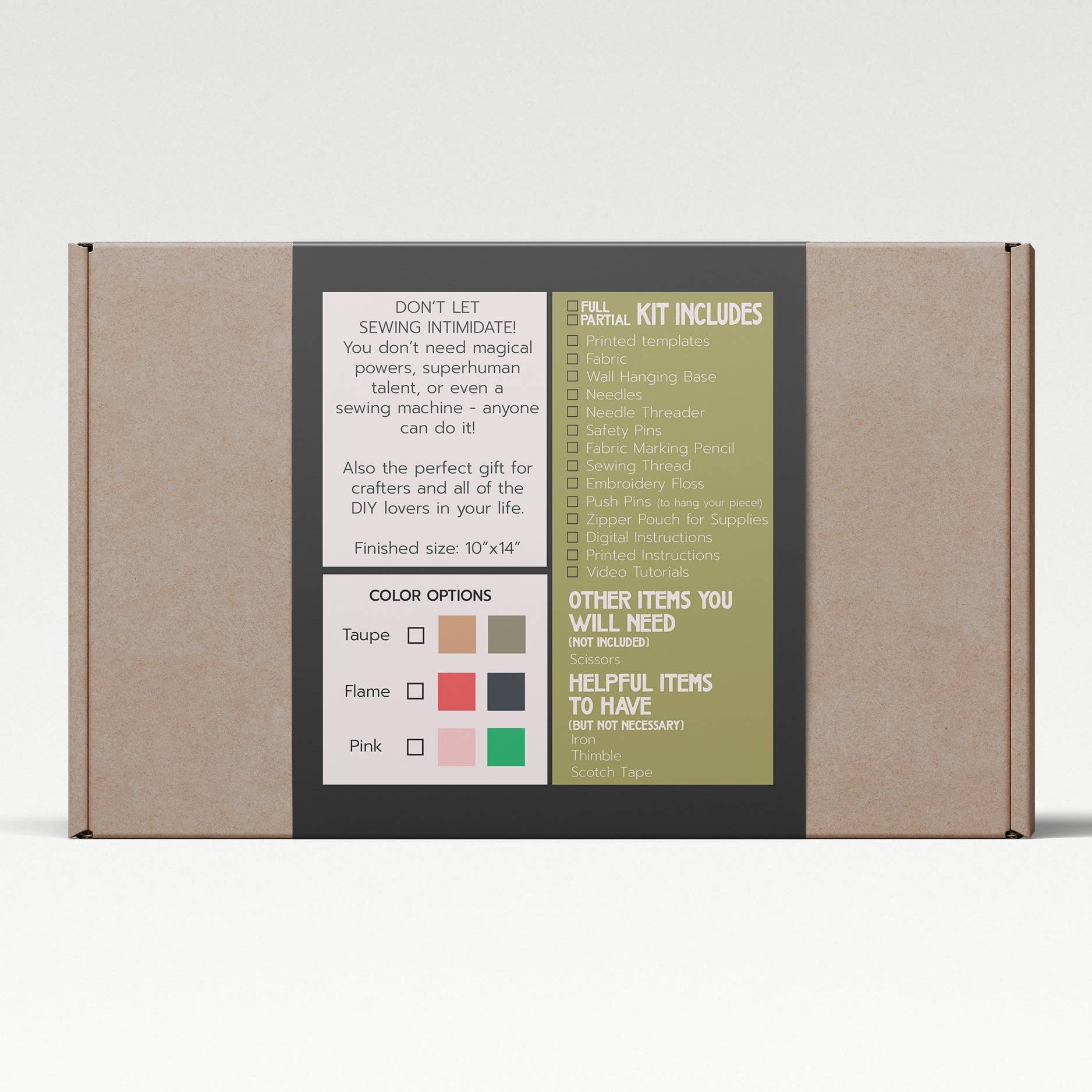 Cardboard box with a contents label on a white background