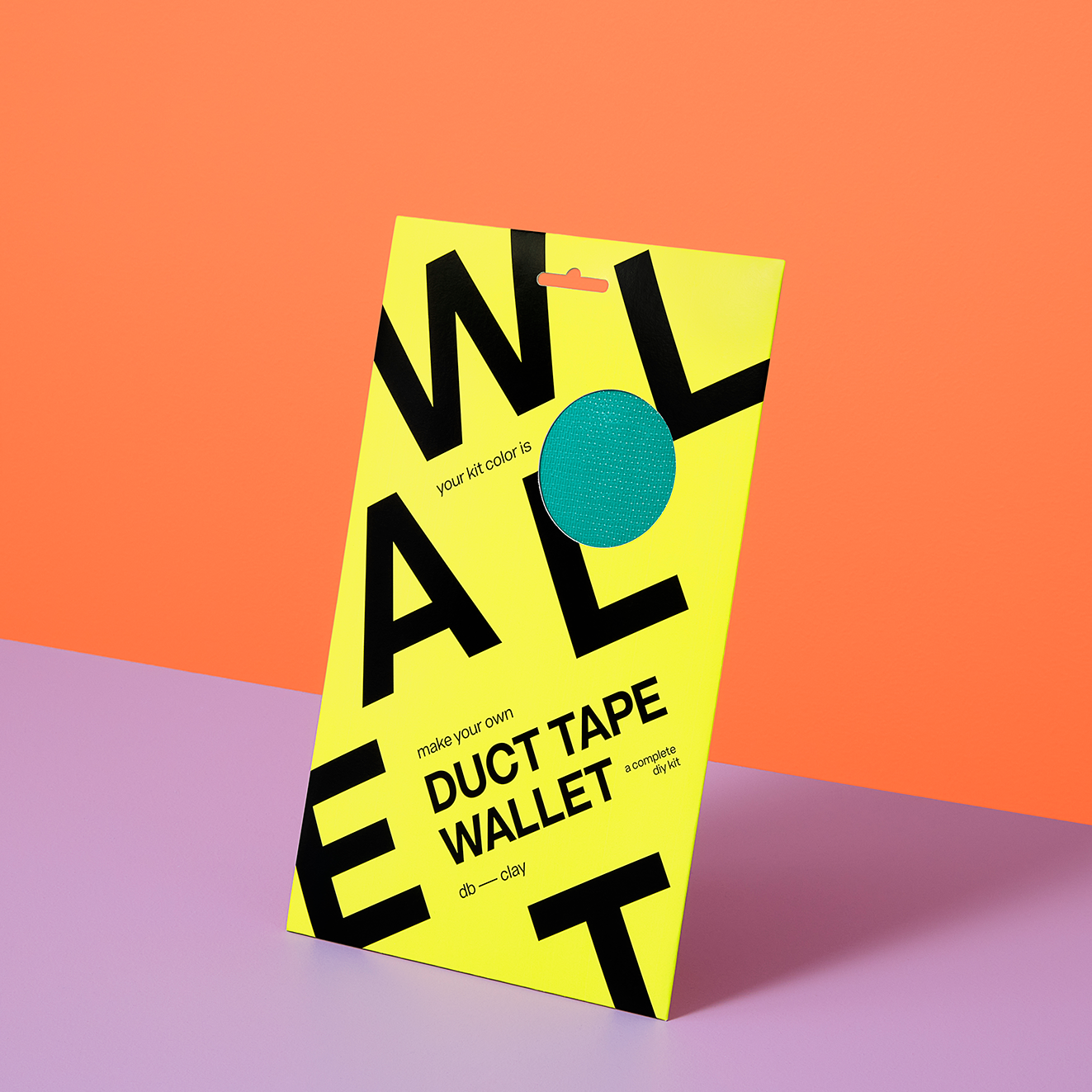 Duct tape wallet kit on a colorful background