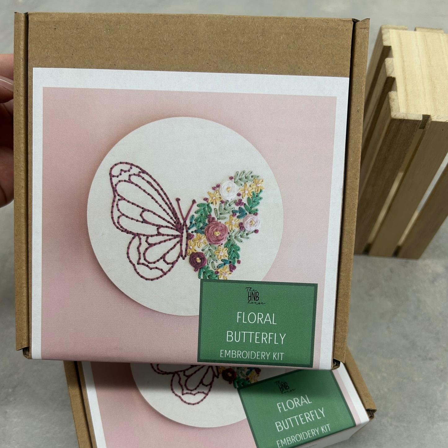 Floral Butterfly Embroidery Kit – Decorative DIY Craft: Boxed