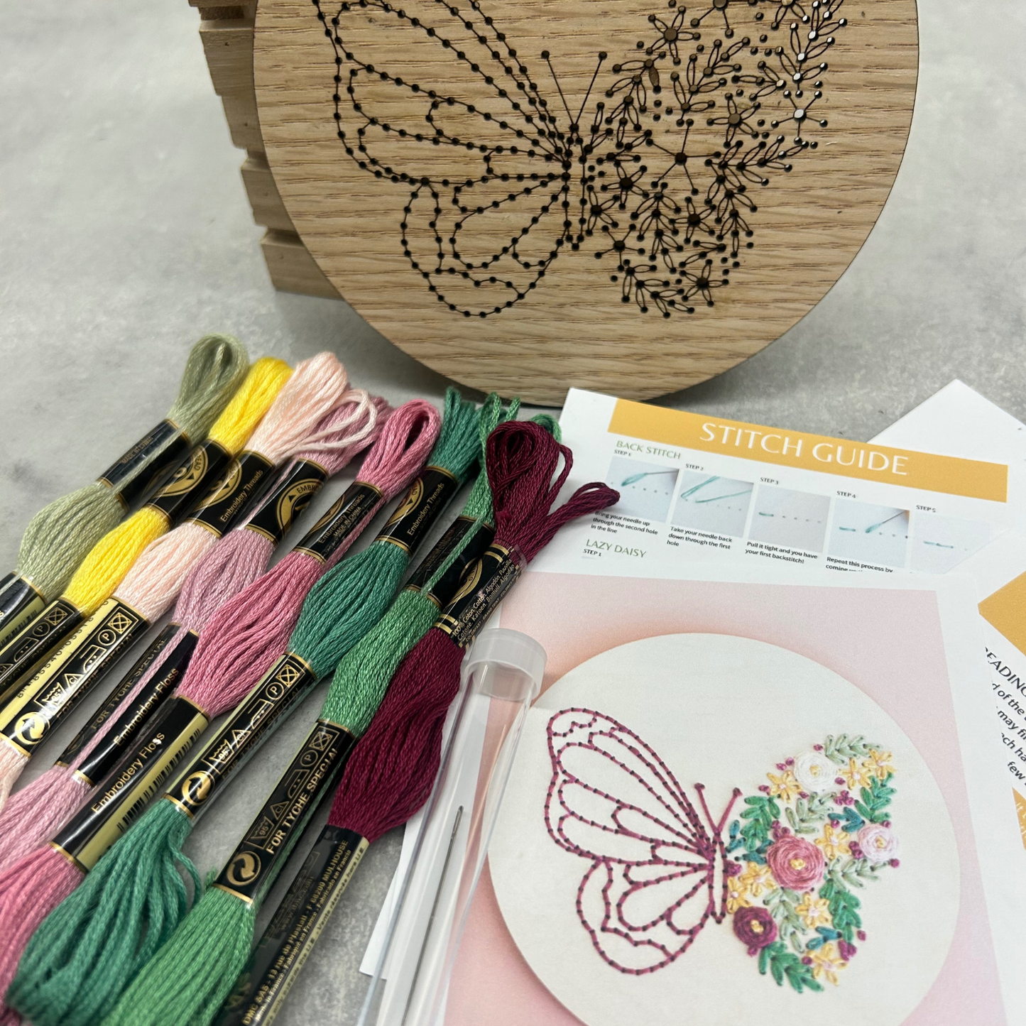 Floral Butterfly Embroidery Kit – Decorative DIY Craft: Boxed